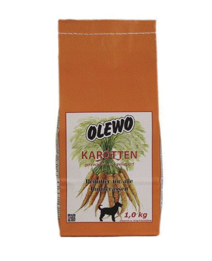 A bag of Olewo Karotten-Pellets for dogs.