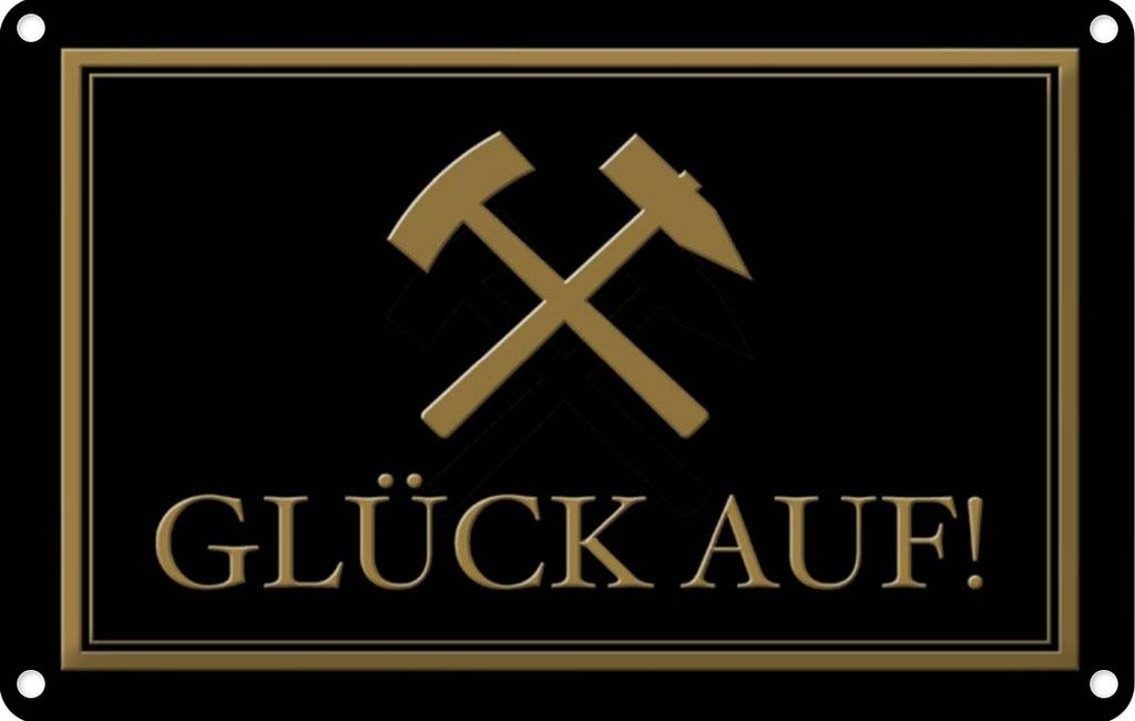 vianmo Blechschild 12x18 cm Glück auf Hammer Bergbau Dekoration Spruch Zitat