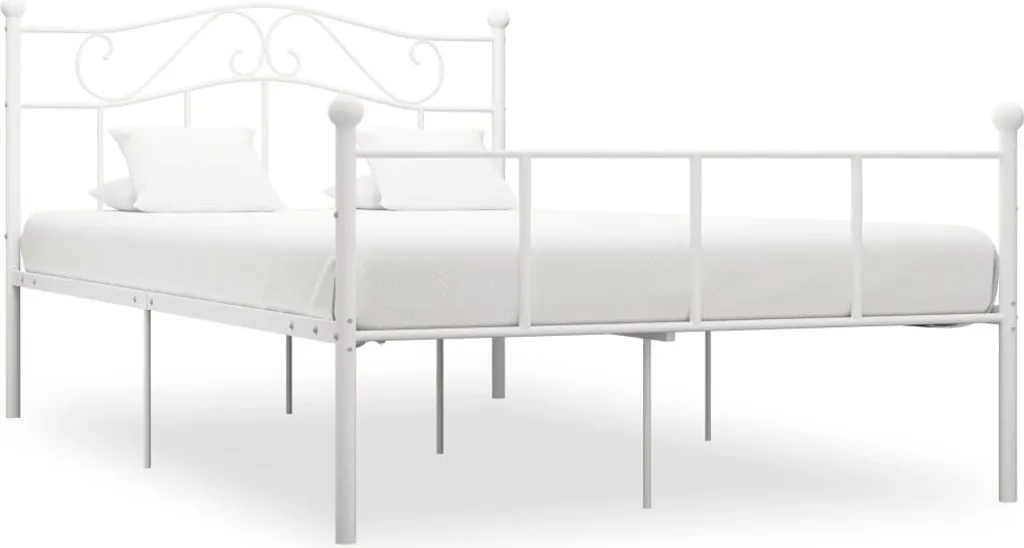 Structure de lit 160x200 métal blanc pour chambre moderne et spacieuse