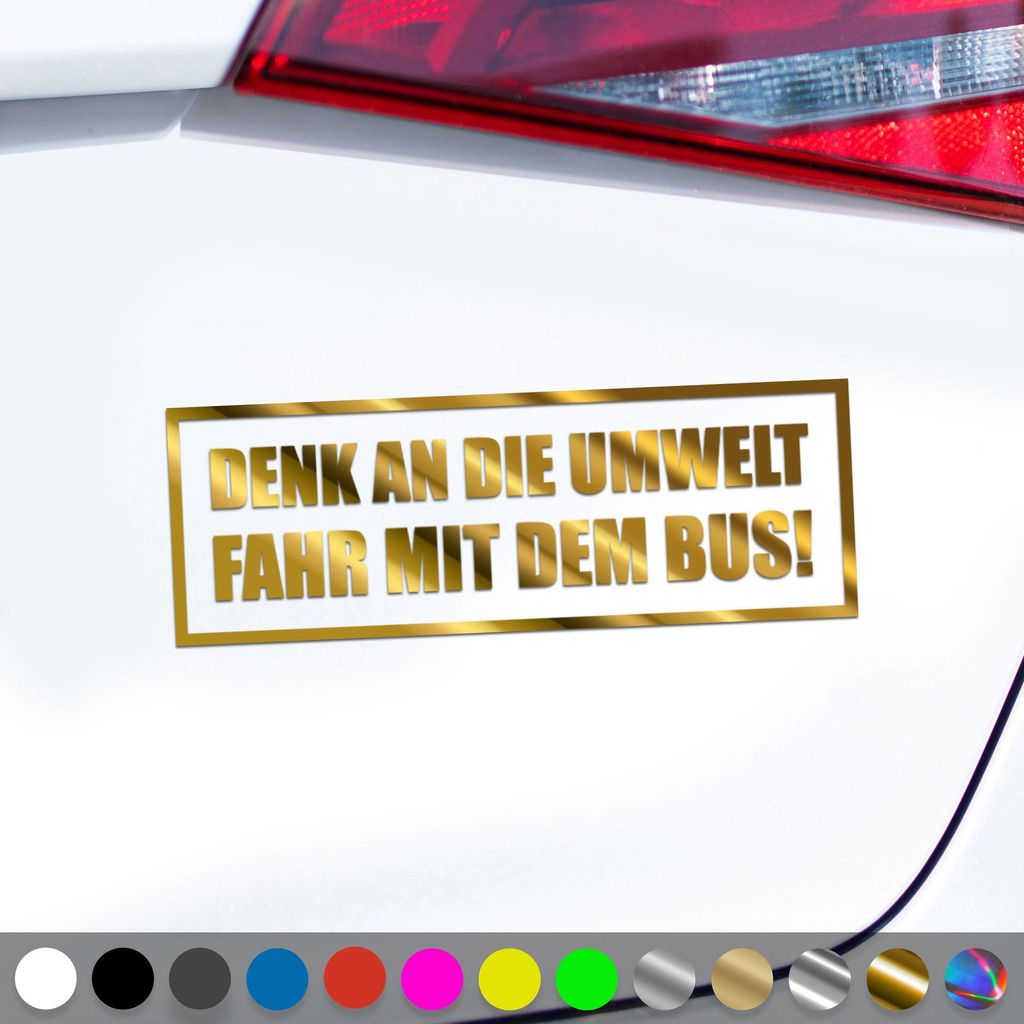 PantherPixel Fahr Mit Dem Bus Aufkleber Reisen Denk An Die Umwelt Sticker Auto Geschenkidee Farbe Chrom-Gold