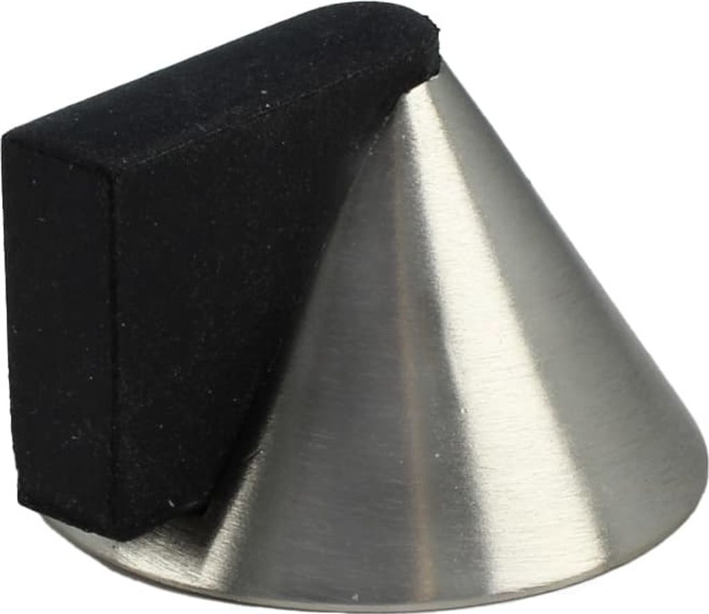 Türstopper Bodentürstopper Bodenpuffer Zamak Edelstahl Optik Schwarzer Gummi