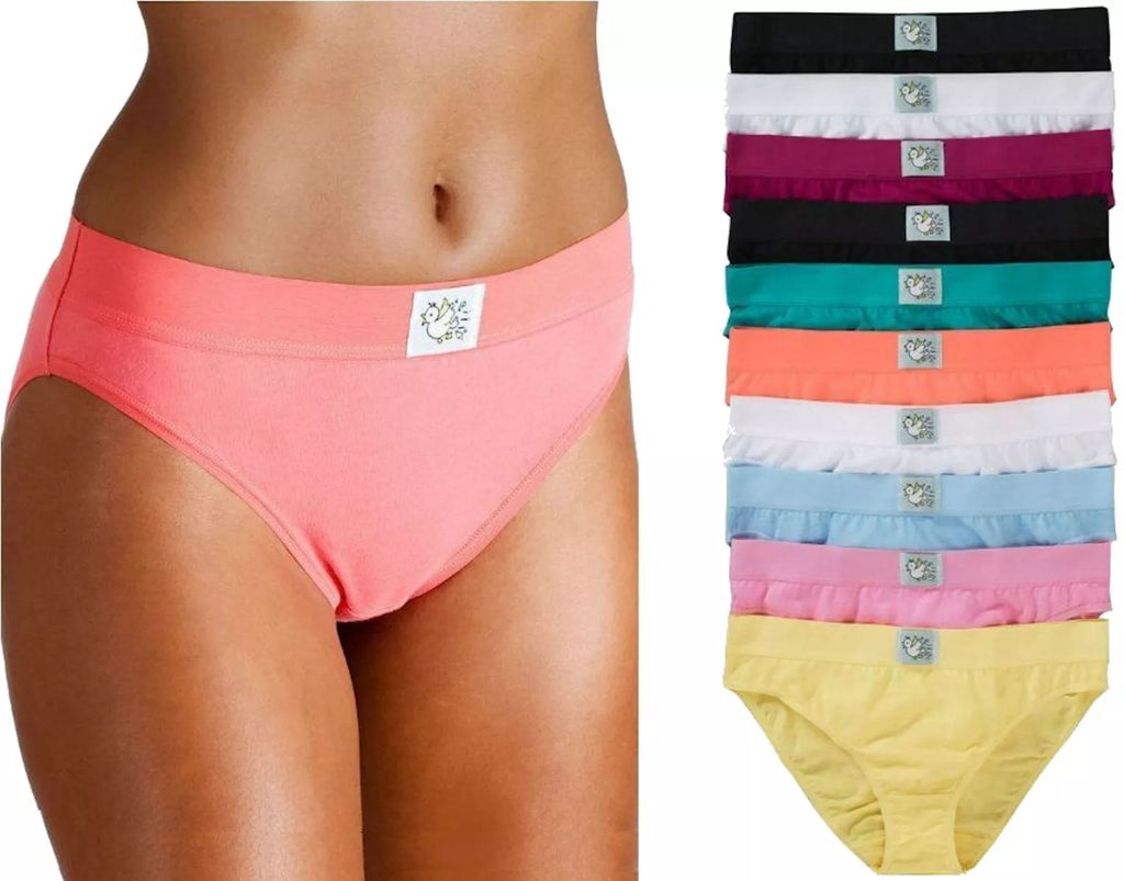 10er-Pack Damenslips Niedliche Vögelchen Slip im Multipack aus Baumwolle Unterhosen in 8 Farben, Gr. 36/38