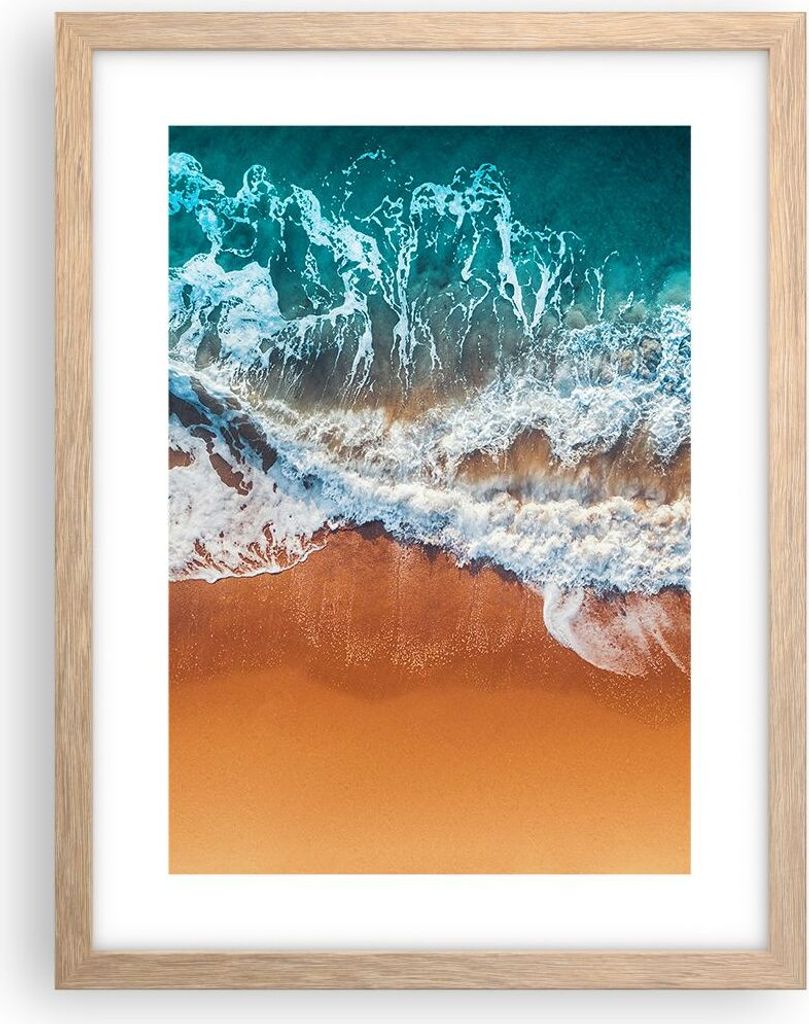 Gerahmtes Poster - Rahmen in heller Eiche - Sand Wasser Produktbild 