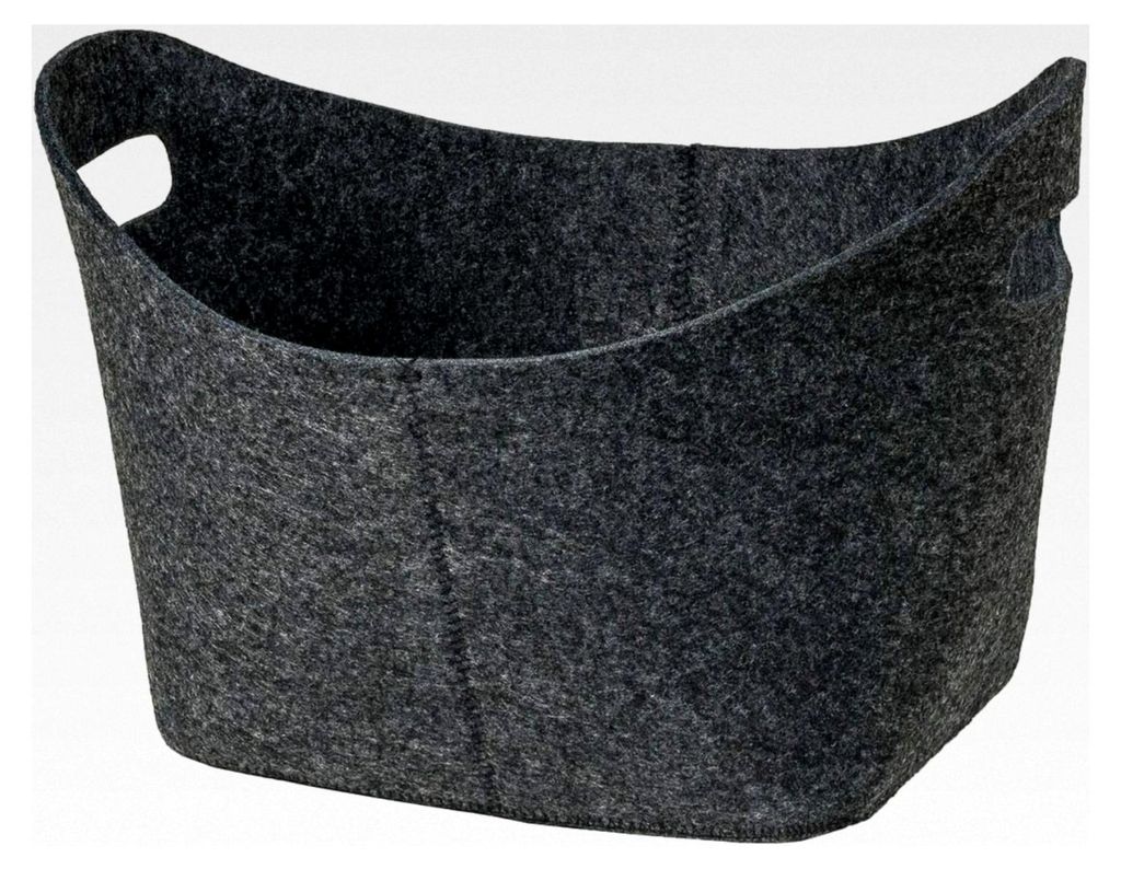 LaFiore24 kleiner stabiler Filzkorb oval Dunkelgrau ca. 35 x 27 x 24 cm