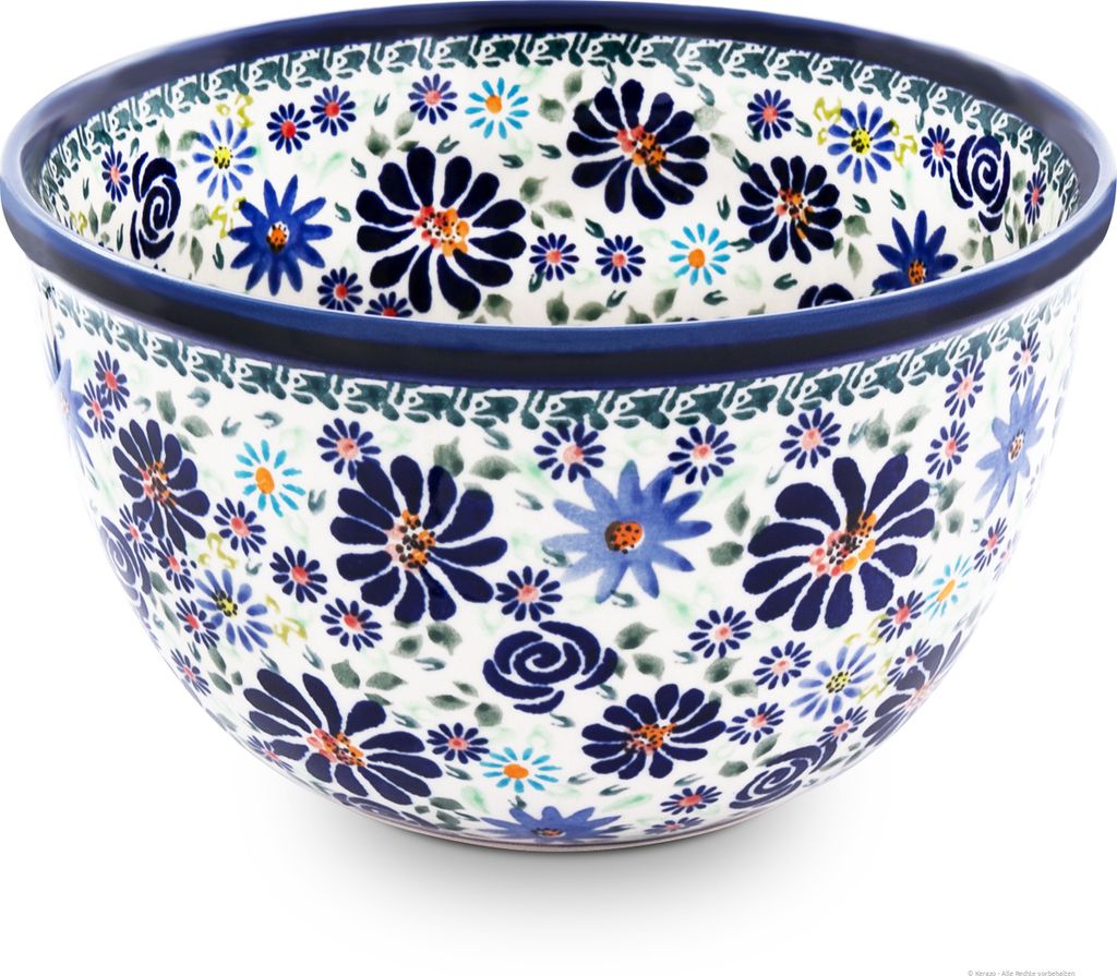 Original Bunzlauer Keramik 2,25 Liter Schüssel Schale Ø20,5 cm besonders hoher Rand Rührschüssel Salatschüssel Beilagenschüssel Obstschale [F...