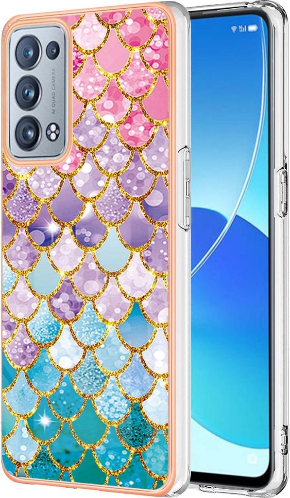 Reno6 Pro 5G Hülle, Muster Handyhülle Anti-Shock Weich TPU Bumper Schutzhülle für OPPO Reno6 Pro 5G Bunt