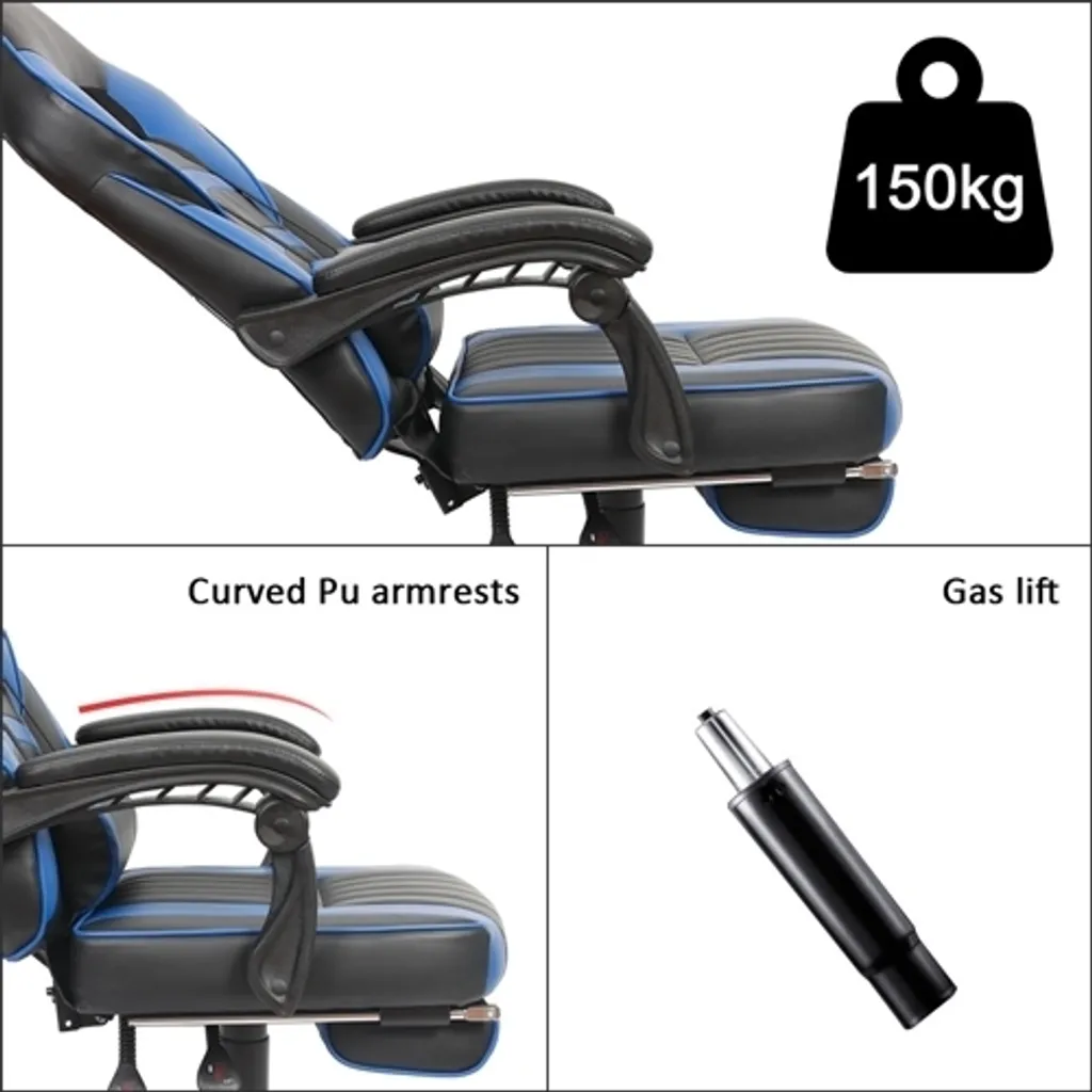 Siège gamer pivotant noir et blanc pour setup informatique et streaming - 5