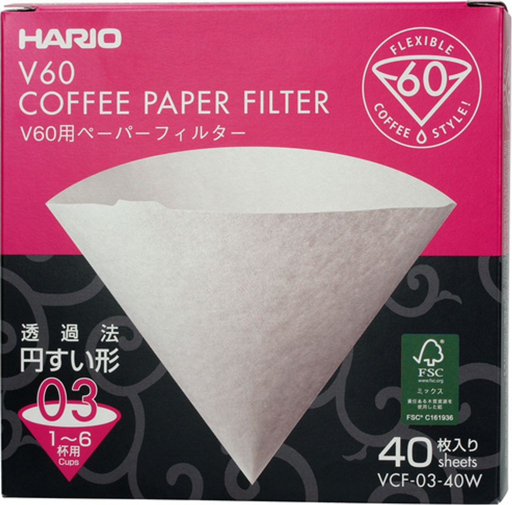 HARIO V60-03 40 Stück - Papierfilter / Kaffeefilter / Filterpapier für Kaffee