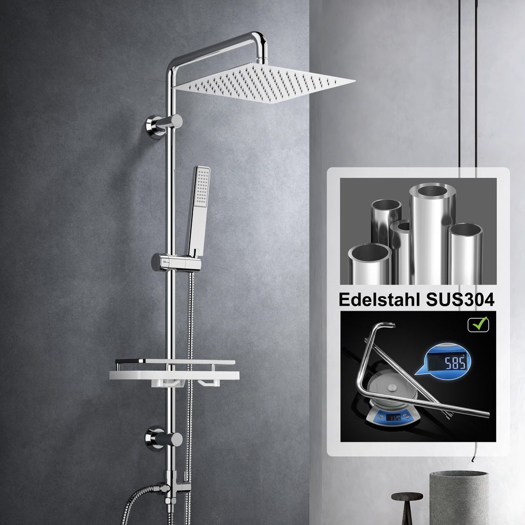 Görbach Edelstahl Duschset Regendusche Duschsystem ohne
