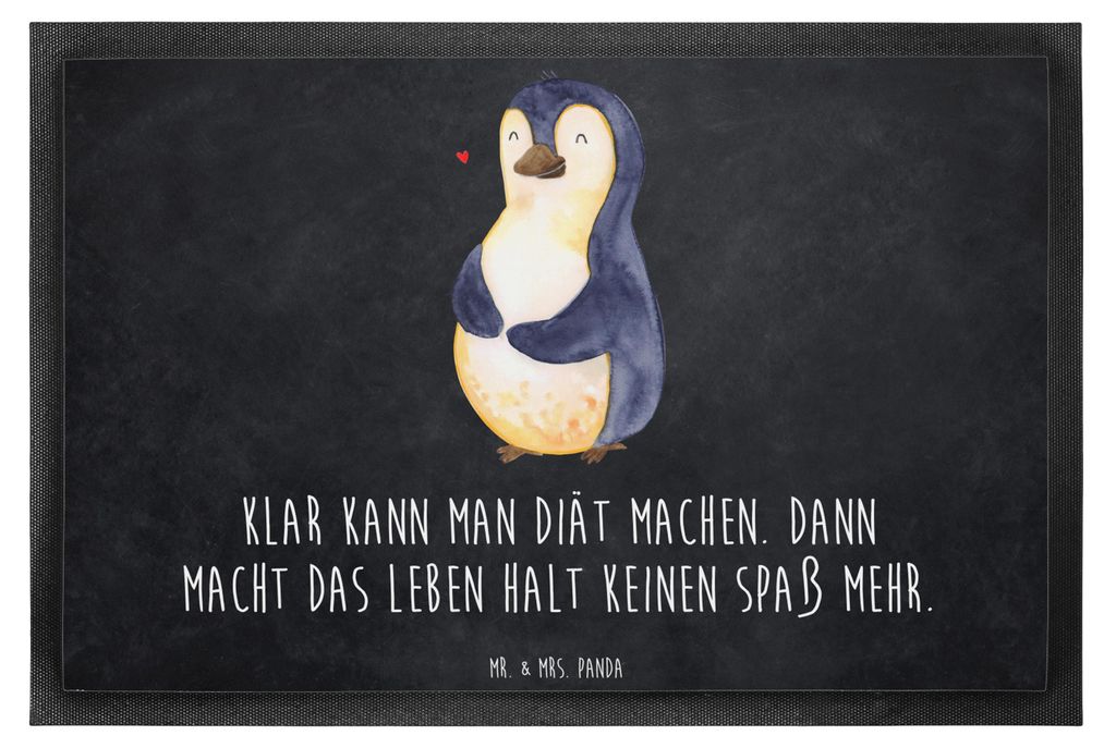 Mr. & Mrs. Panda fußmatte Pinguin Diät 60 x 90 cm - Kreidetafel - Geschenk, Gewicht, Abnehmen, Selbstliebe, Schmutzfangmatte, Schuhabstreifer, Mo...