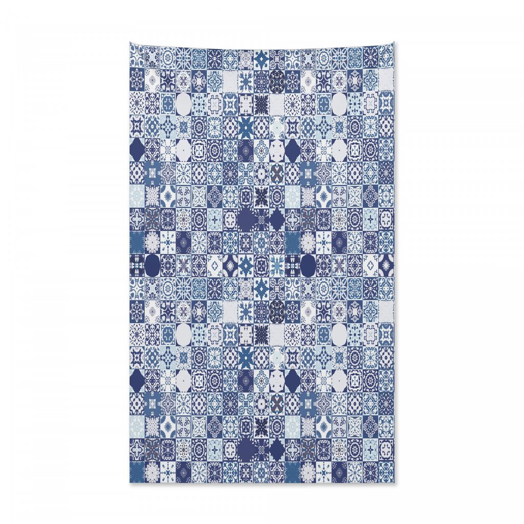 Abakuhaus marokkanisch Wandteppich und Tagesdecke, Patchwork-Quadrate aus Weiches Mikrofaser Stoff Kein Verblassen Klare Farben Waschbar, 140 x 230...