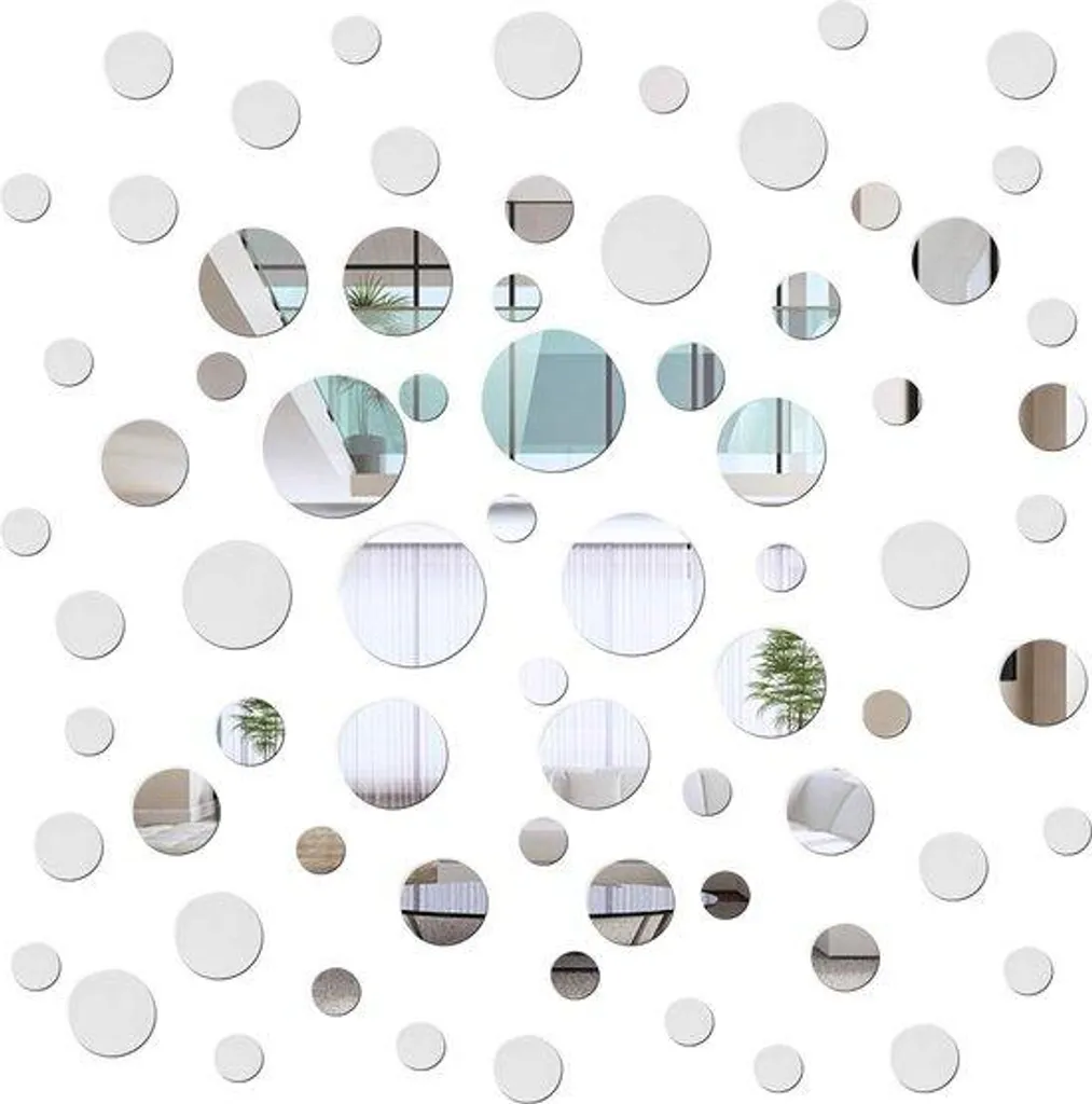 Lot de 72 miroirs ronds argentés incassables effet verre pour déco