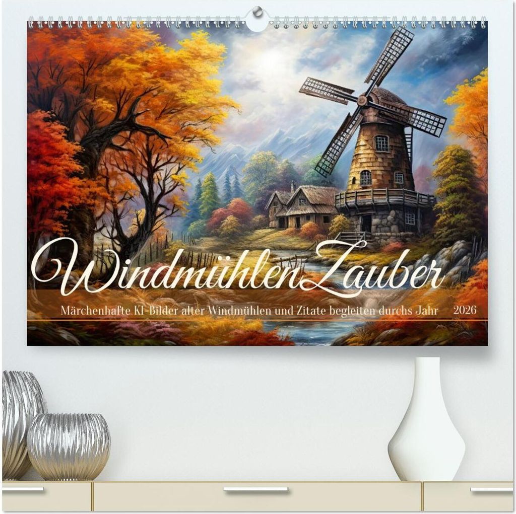 Windmühlenzauber (hochwertiger Premium Wandkalender 2026 DIN A2 quer), Kunstdruck in Hochglanz
