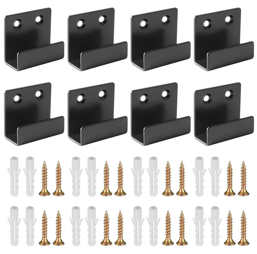 Supports en U Noirs en Acier Lot de 8 Crochets Robustes Modèle 25mm L