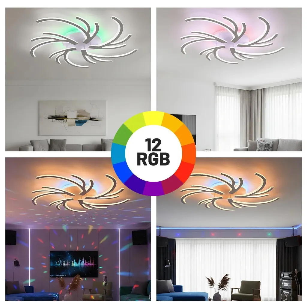 Plafonnier LED 110W Intensité Variable - Rétroéclairage RGB et Télécommande - 4