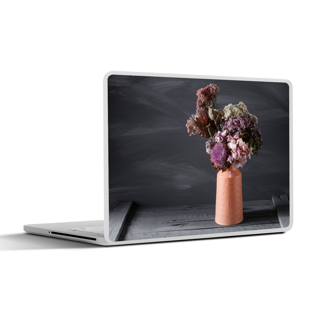 MuchoWow Laptop Aufkleber Sticker Cover Stilleben - Getrocknete Blumen - Vase 25x18 cm - Laptop-Deko