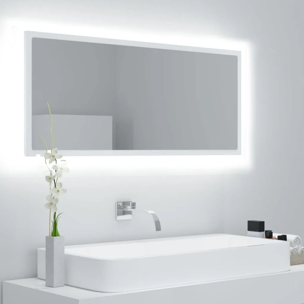 Specchio Bagno LED Bianco 100x8,5x37 cm | Moderno Specchio Parete RGB