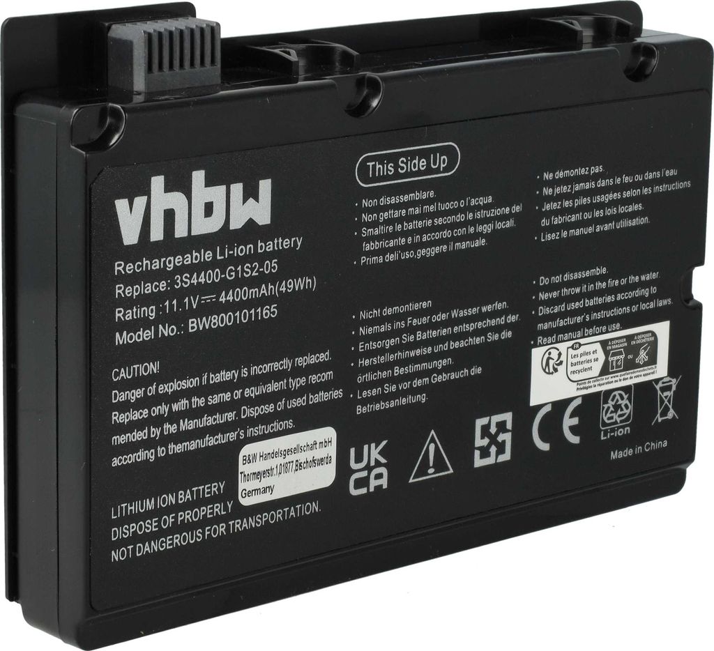 vhbw Akku Ersatz für 63GP55026-9A, P55-3S4400-C1S5 für Notebook (4400 mAh, 10,8 V, Li-Ion)
