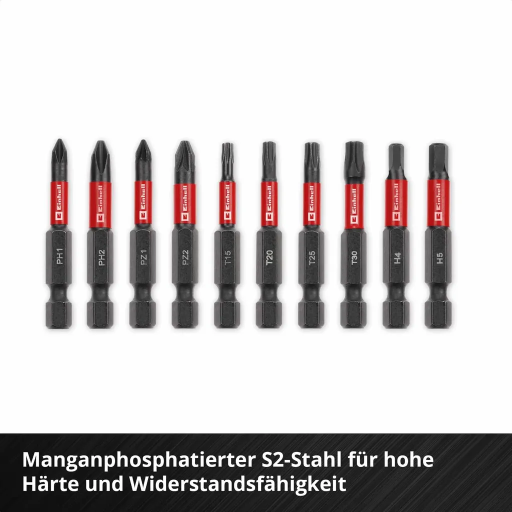 Einhell Impact Bit Set 10 Pezzi 118653 - Inserti Professionali S2 1/4 - 5