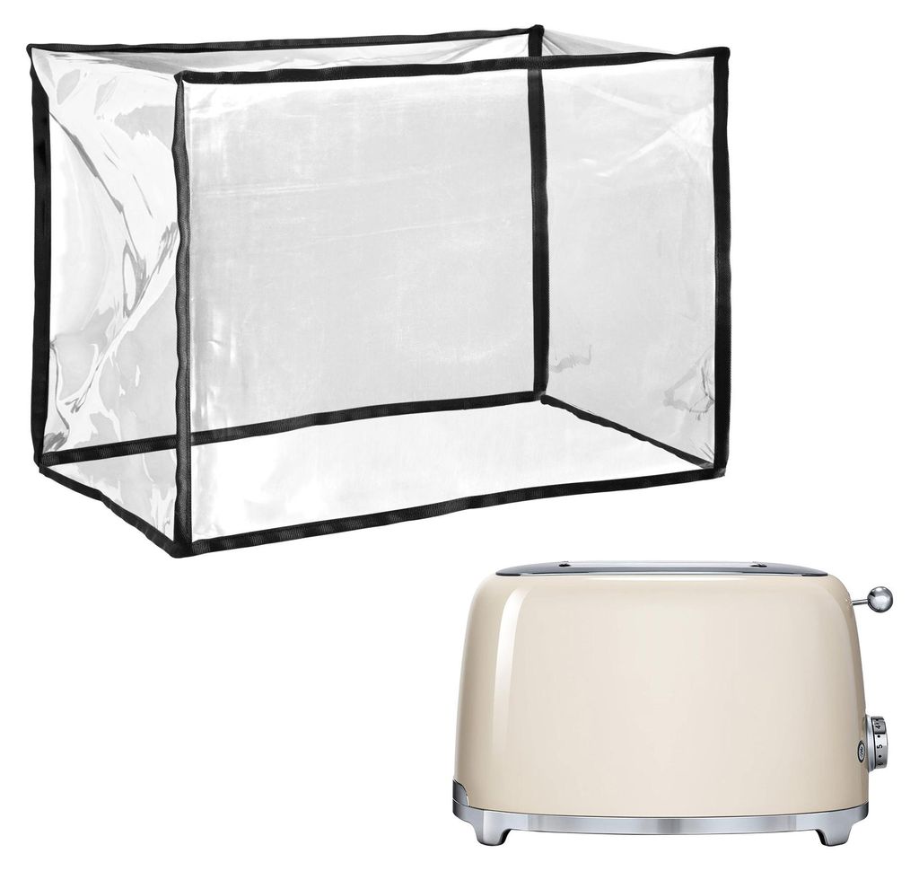 kwmobile transparente Hülle Abdeckung kompatibel mit Smeg TSF01CREU Schutzhülle - Staubschutz Abdeckhaube für Toaster in Transparent Schwarz