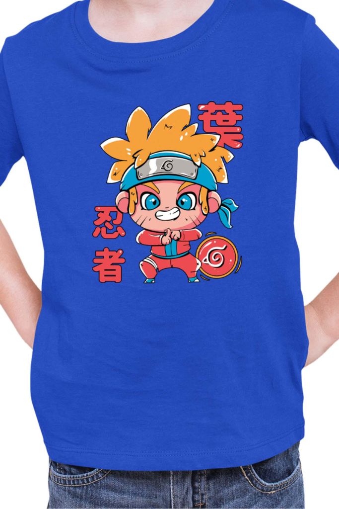 Kinder T-Shirt Japan Manga Anime Comics Animation Naruto Cute Drawning, 3-4 Jahr - 104 / Blau