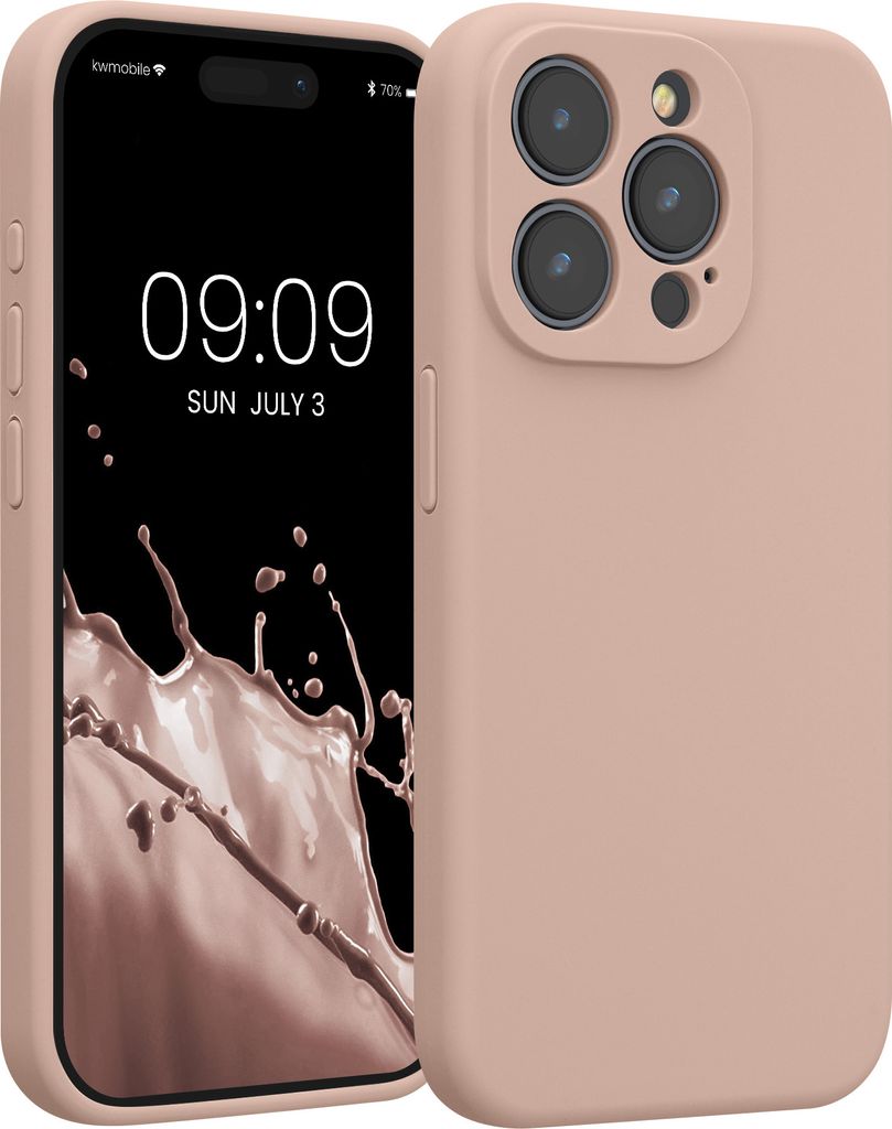 kwmobile Handyhülle kompatibel mit Apple iPhone 15 Pro Hülle - gummierte Handy Case aus Silikon in Altrosa