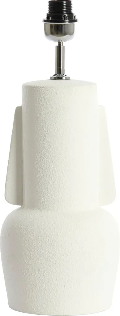 Pied de lampe Mataram beige en céramique, solution luminaire E27 stable