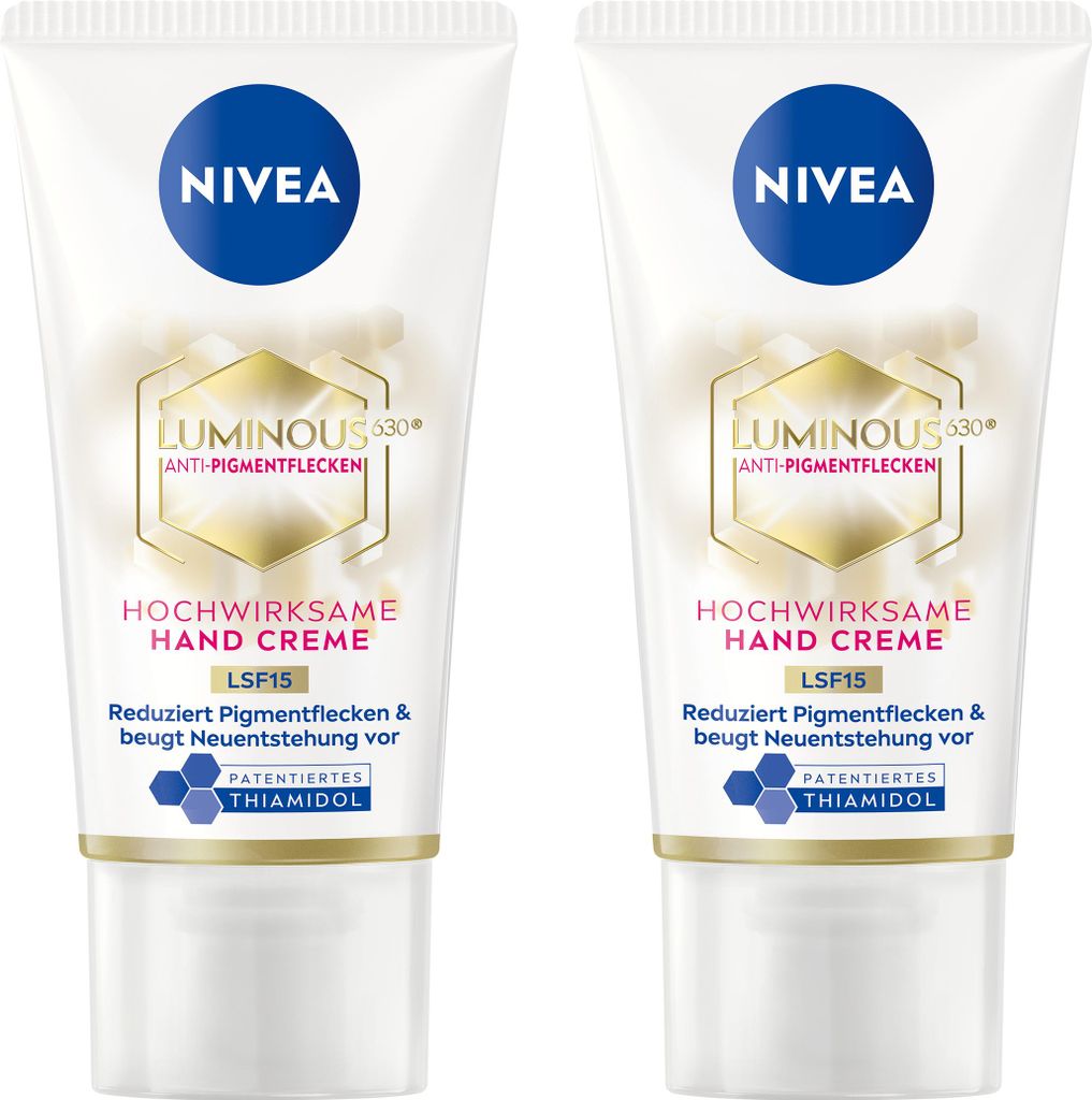 NIVEA LUMINOUS 630 Anti-Pigmentflecken Hand Creme Hyaluronsäure LSF15 2 x 50ml