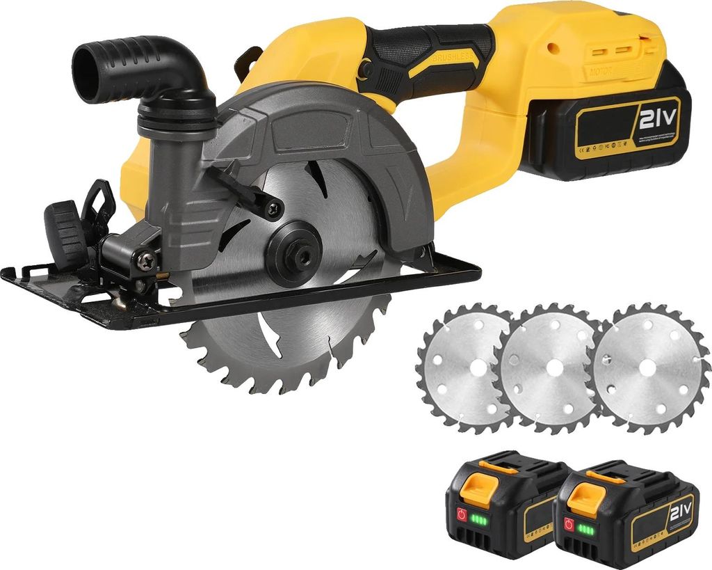 Kreissäge, bürstenloser Motor, verstellbarer Schnittwinkel, Mit 2×Batterie