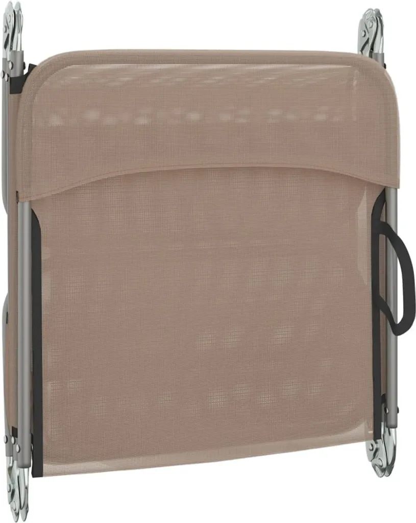 Lettini pieghevoli 2 pezzi. Textilene e acciaio color taupe - 9