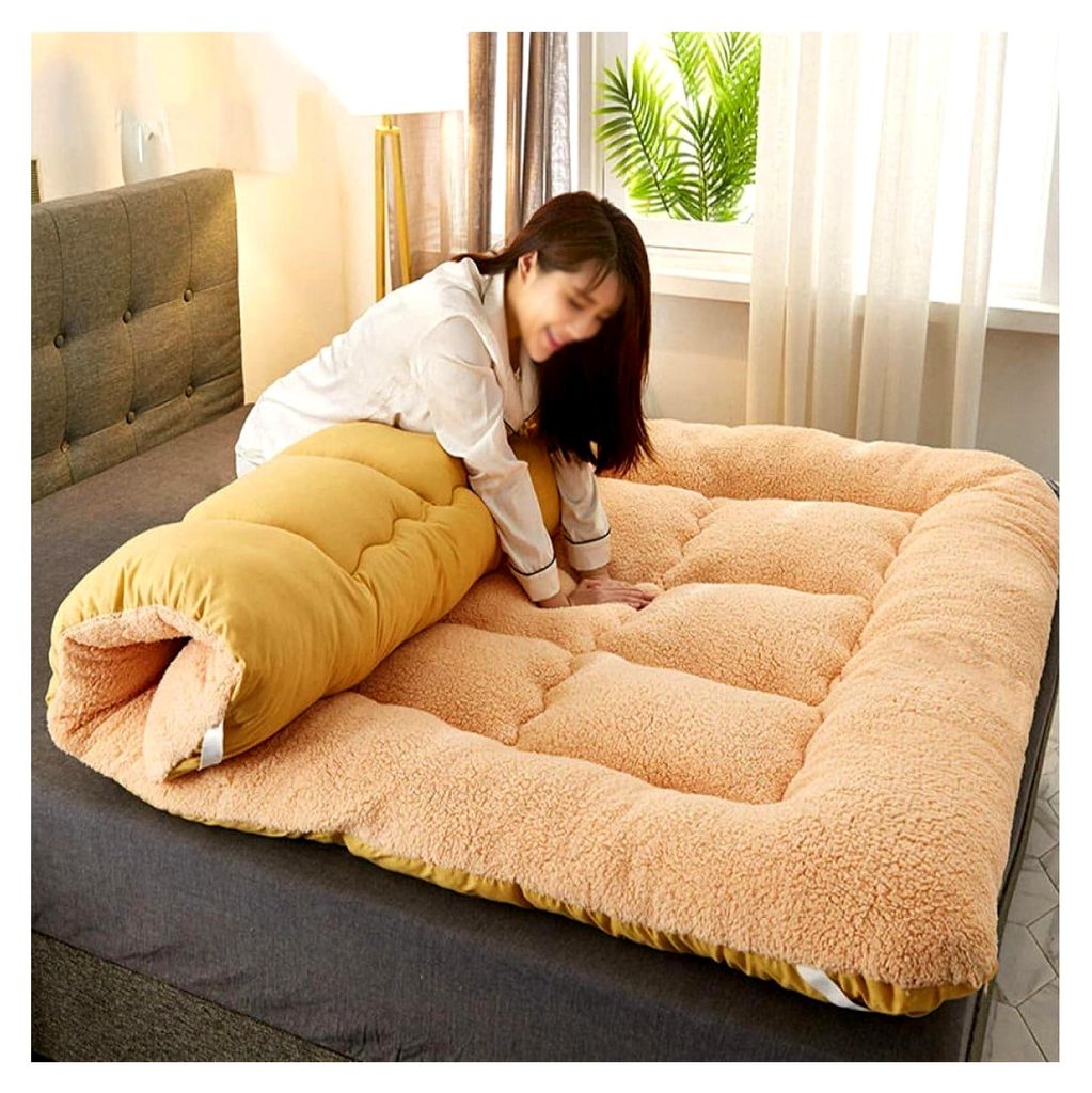 Futon-Matratze für Doppelbett, 90 x 190 cm, Mischgewebe aus Schleifgewebe, mittelfest, geeignet für Reisen und Gästebesuche