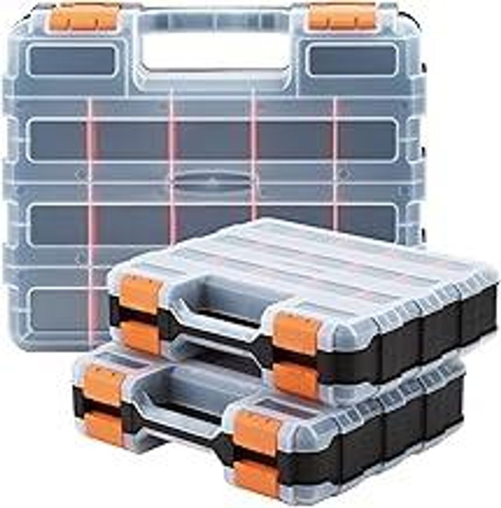 2-teiliges Set doppelseitige Hardware-Werkzeugkästen, kleine Multi-Tool-Box-Set Lagerung Hardware Nagel und Schraube mit abnehmbaren Kunststoff-Te...
