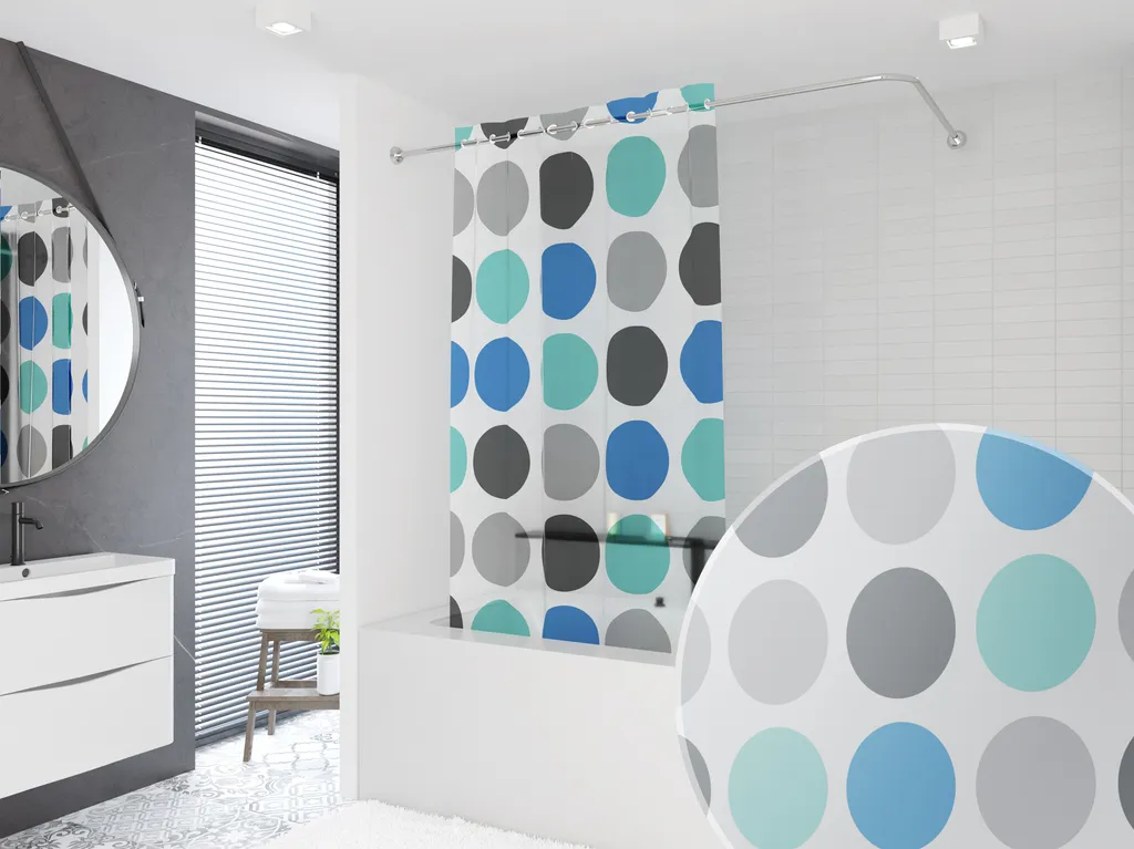 TENDA PER DOCCIA IN PEVA RETRO BLU molte dimensioni diverse (180x230 cm)