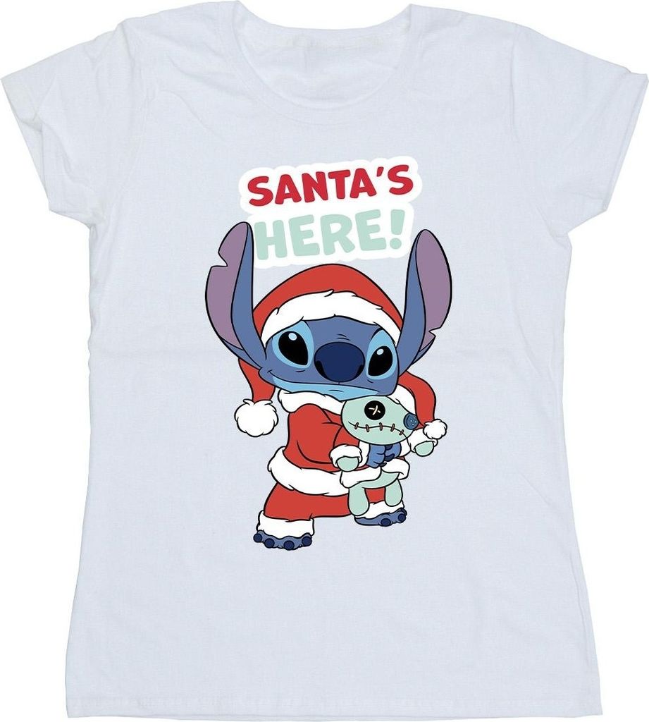 Disney - "Santa's Here" T-Shirt für Damen BI26052 (S) (Weiß)