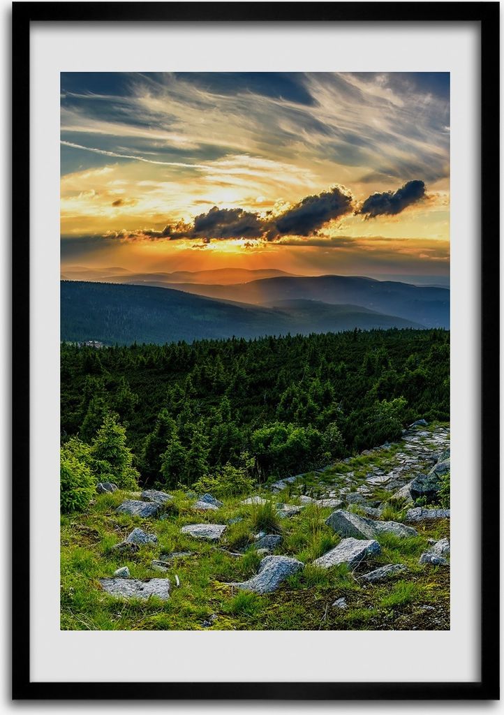 Bild - Bilderrahmen - Foto - 70 cm x 100 cm - MDF - Rahmen - Wandkunst - Panorama der Berge