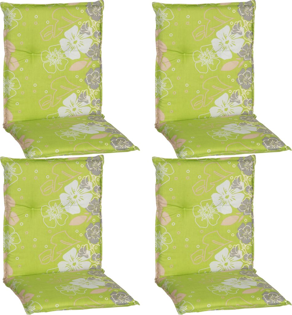 NYVI Gartenstuhl Auflagen Niedriglehner 4er Set Barcelona - UV-Beständig, Atmungsaktiv, Strapazierfähig - Niedriglehnerauflagen Outdoor - Sitzauf...