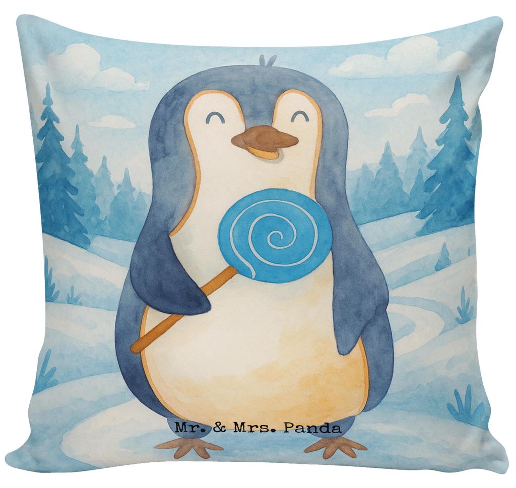 Mr. & Mrs. Panda Sofakissen Pinguin Lolli Design - Weiß - Geschenk, Spruch, Polster, Heißhunger, Süßigkeiten, Kuschel Kissen, Naschen, Kuschelk...