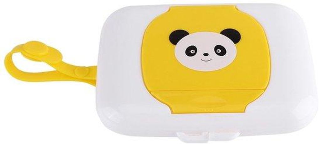 Reisfaltbare, herbruikbare tissue-dispenser voor baby's, handig voor op reis (wit + geel)