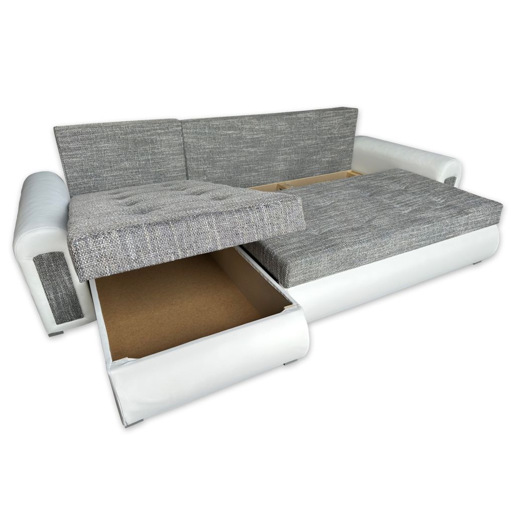 Relax-Ecksofa mit Schlaffunktion und Bettkasten in grau und Produktbild 2