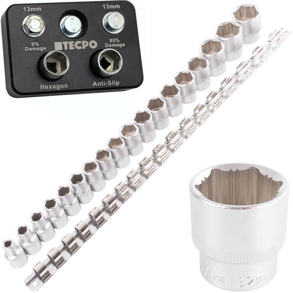 TECPO Innensechskant Steckschlüssel-Set 1/2 Zoll - 6-teilig In 6-14 Mm, Aus Chrom-Vanadium-Stahl, Für Inbus-Schrauben