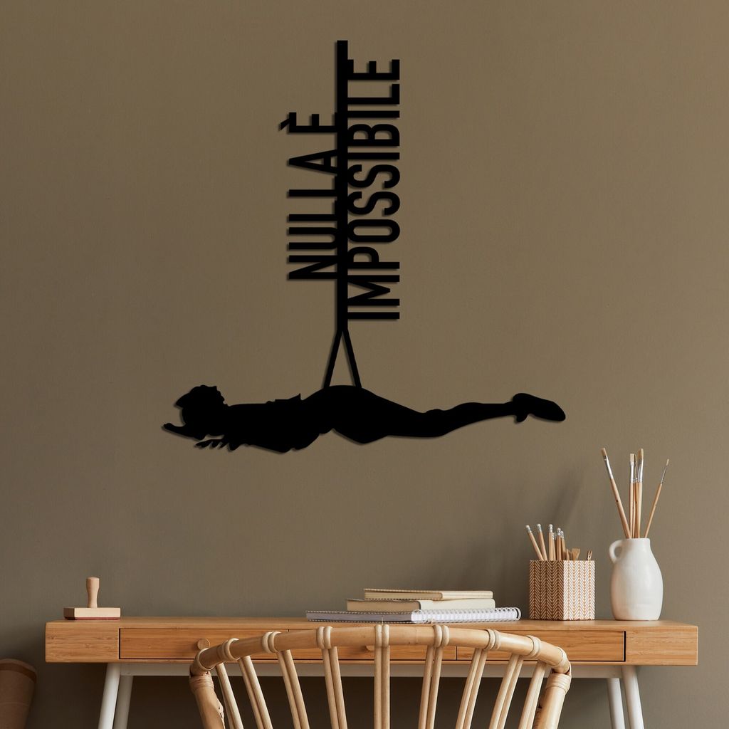 Wallity, Nulla E Impossible 2, Dekoratives Wandaccessoire aus Metall, Schwarz, 100 % METALL, 55 x 56 cm