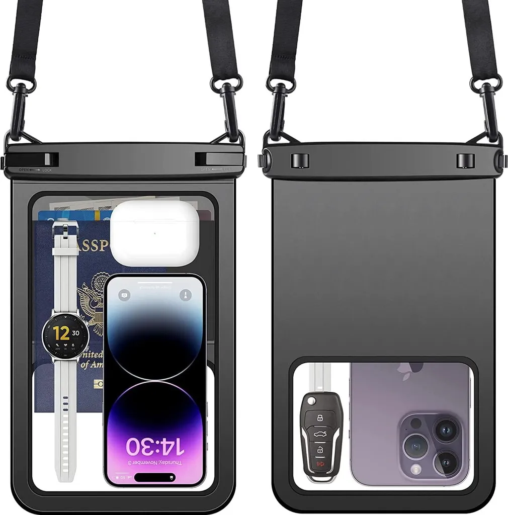 HAISSKY Coque Étanche Smartphone IPX8 Noir pour iPhone et Grands Écrans