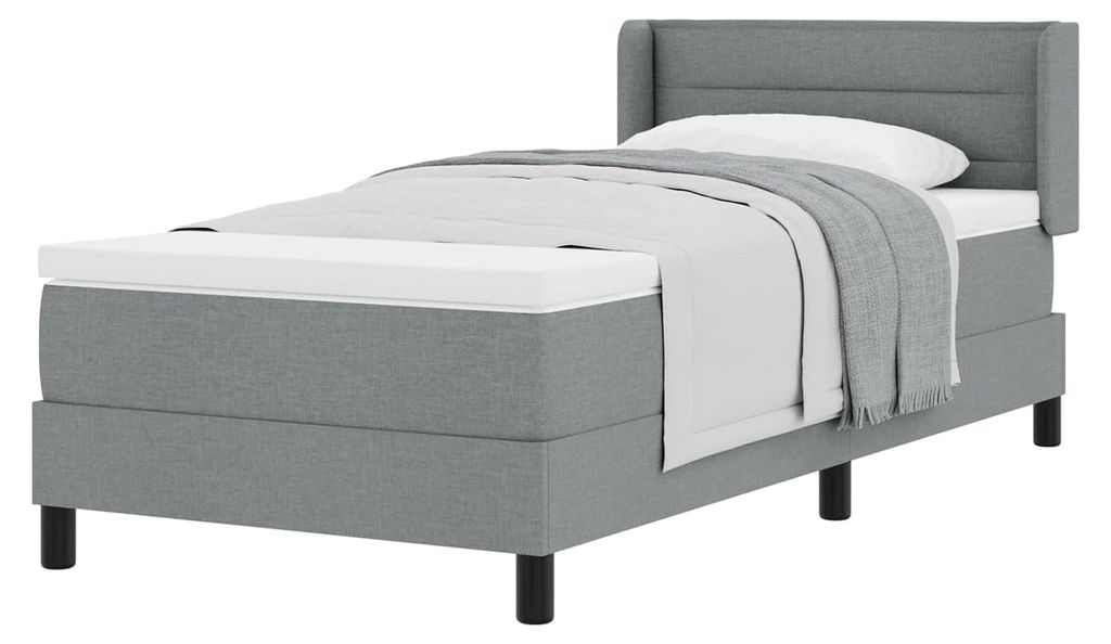 Boxspringbett mit Matratze Hellgrau 90x190 cm Stoff Gästebett Familienbett