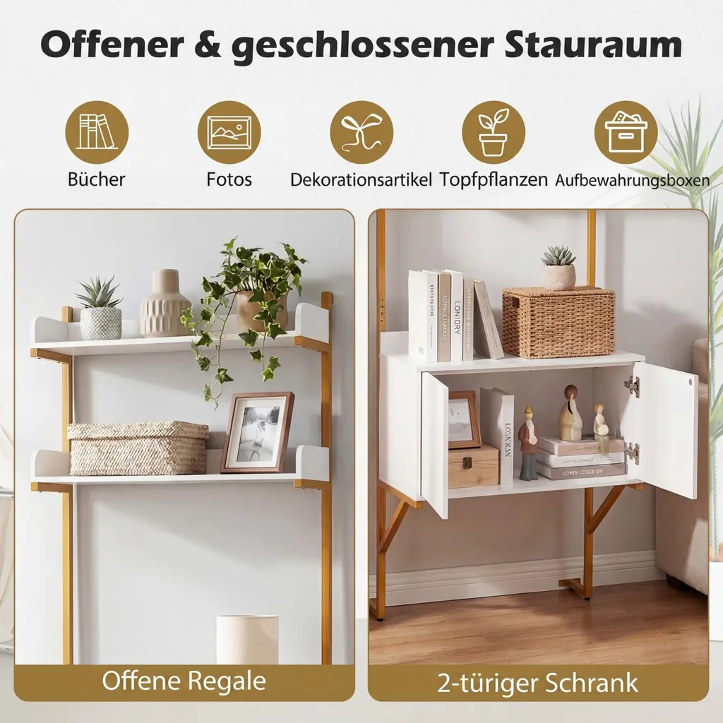 Étagère de rangement pour petits espaces et bureau blanc - 2