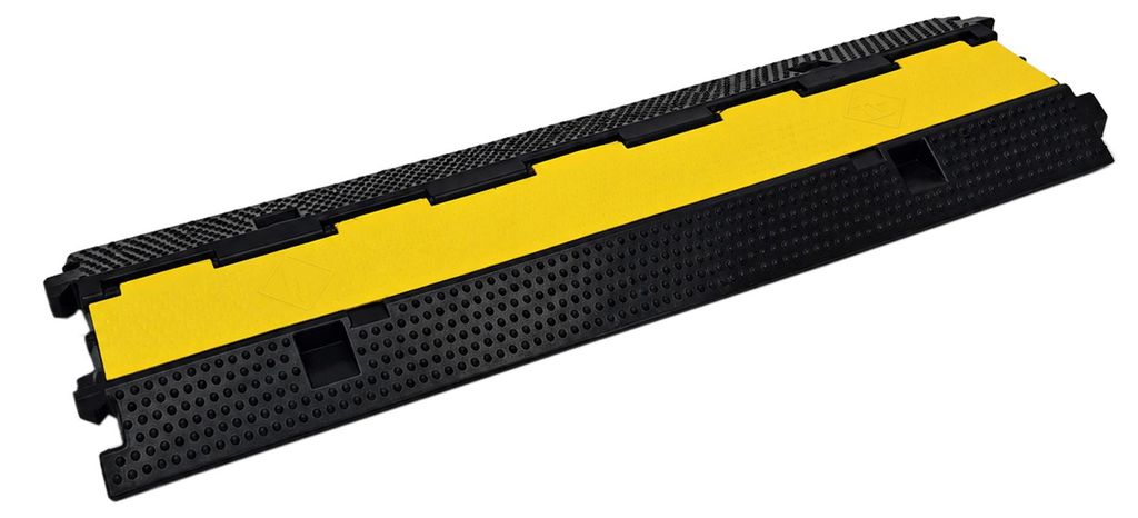 Kabelbrücke mit 2 Kabelkanälen Überfahrschutz 96 cm Gelb Schwarz