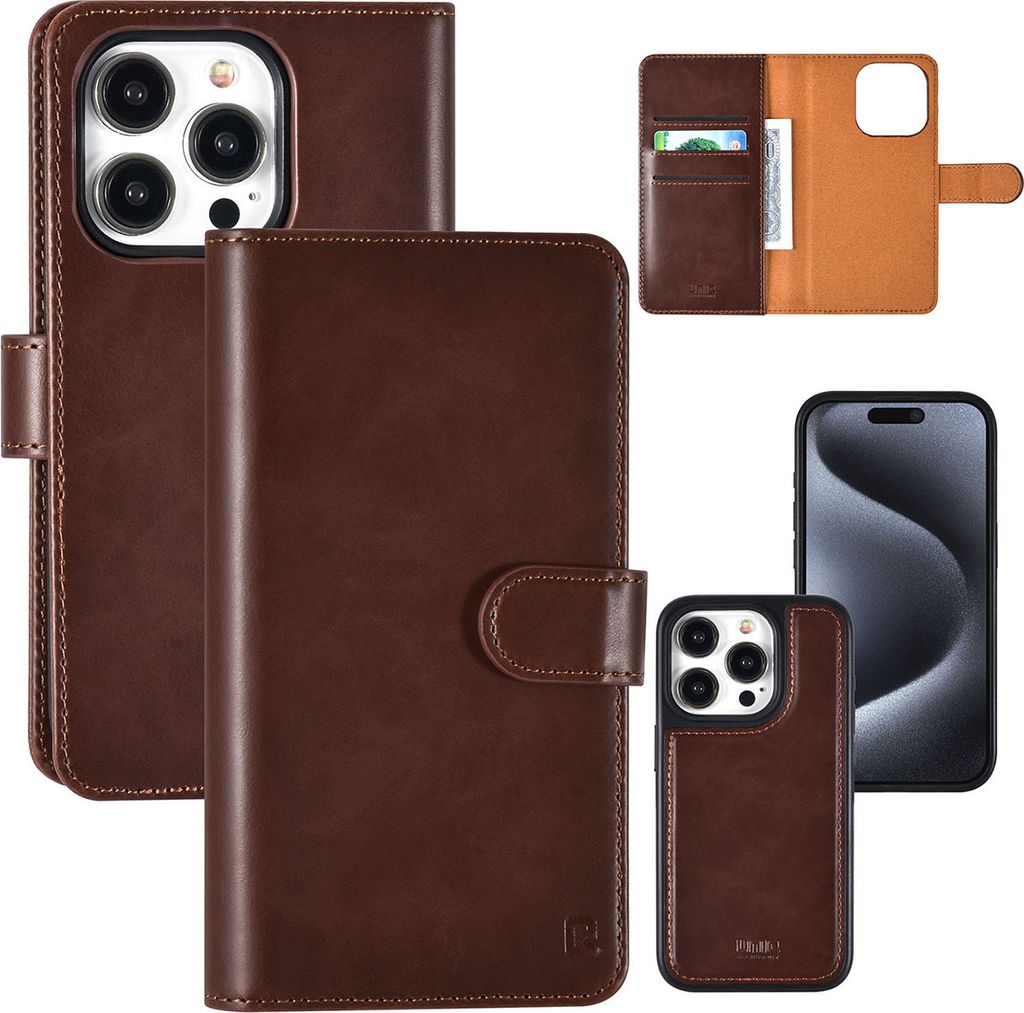 UNIQ Accessory iPhone 15 Pro Book type case - Card holder - Brown