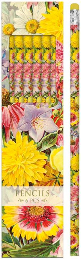 Dekorative Bleistifte mit Sommerblumenmotiv, 6er-Set