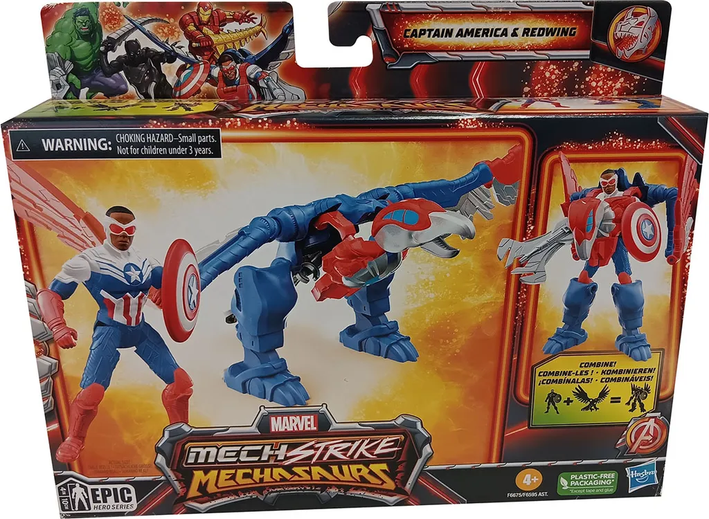 Hasbro F6675 Marvel Mechstrike Mechasaurus Captain America et Redwing