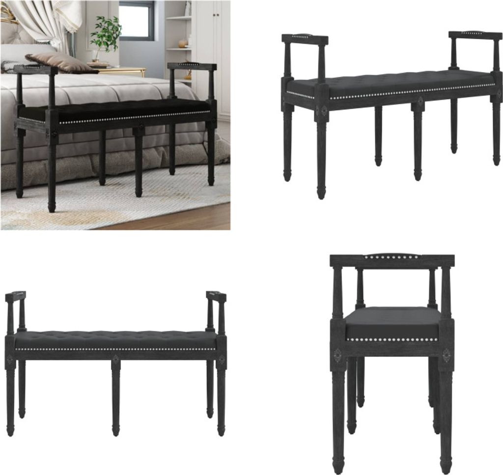 vidaXL Sitzbank Schwarz 110x40x70 cm Samt - Sitzbank - Sitzbänke - Sitzmöbel - Flurbank