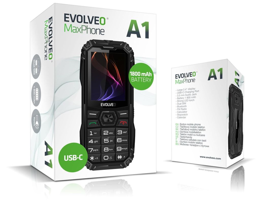 EVOLVEO MaxPhone A1, tlačidlový telefón Dual SIM, čierny Obrázok produktu 